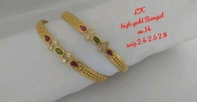 DIVA CHUNKY Gold Plated Brass Bracelet & Bangles - 2.4, Brass, multipack 1